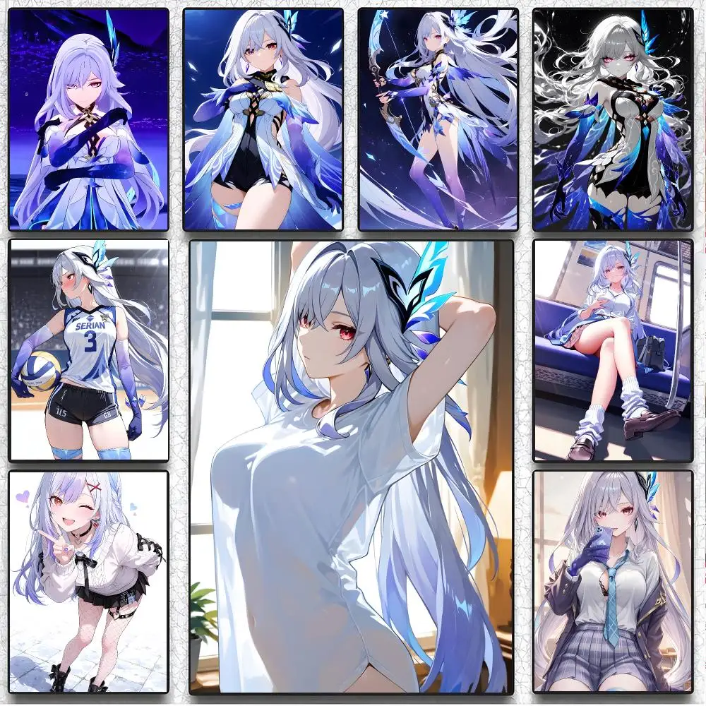 game character G-Genshin Impact Skirk Poster Artistic Instant Peel-Off Wall Decor Atmosphere Setter for Bedside & Shared Room