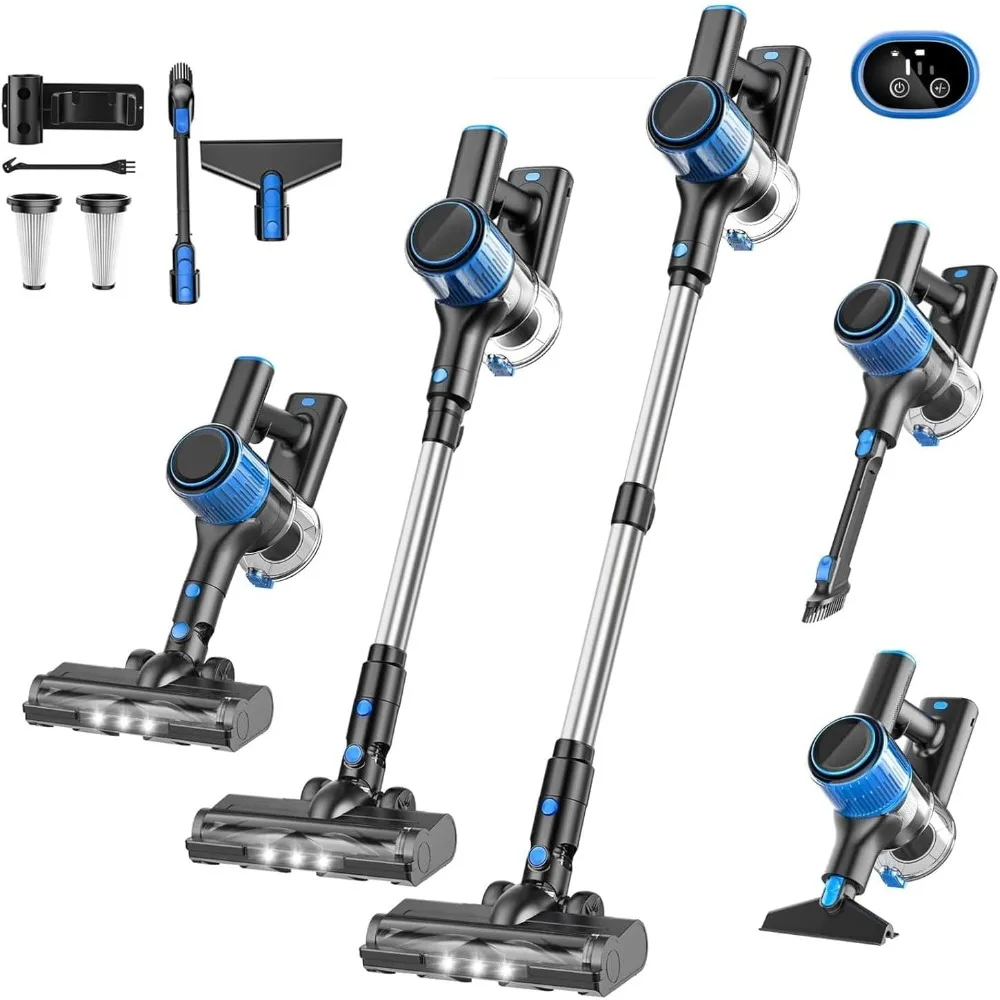 

Cordless Vacuum Cleaner, 30Kpa 8-in-1 Stick Vacuum with LED Display & 3 Cleaning Modes, 40-Minute Runtime & Detachable Battery