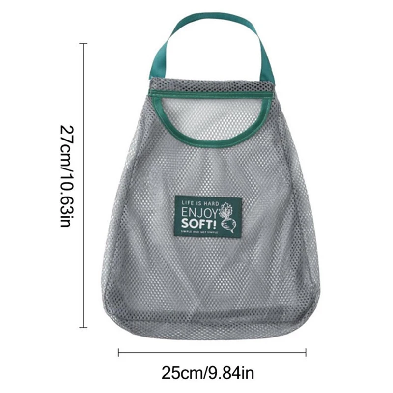 Kitchen Fruit Vegetable Storage Mesh Bag Wall-mounted Sundries Storage Bag Organize Portable Breathable Hanging Holder