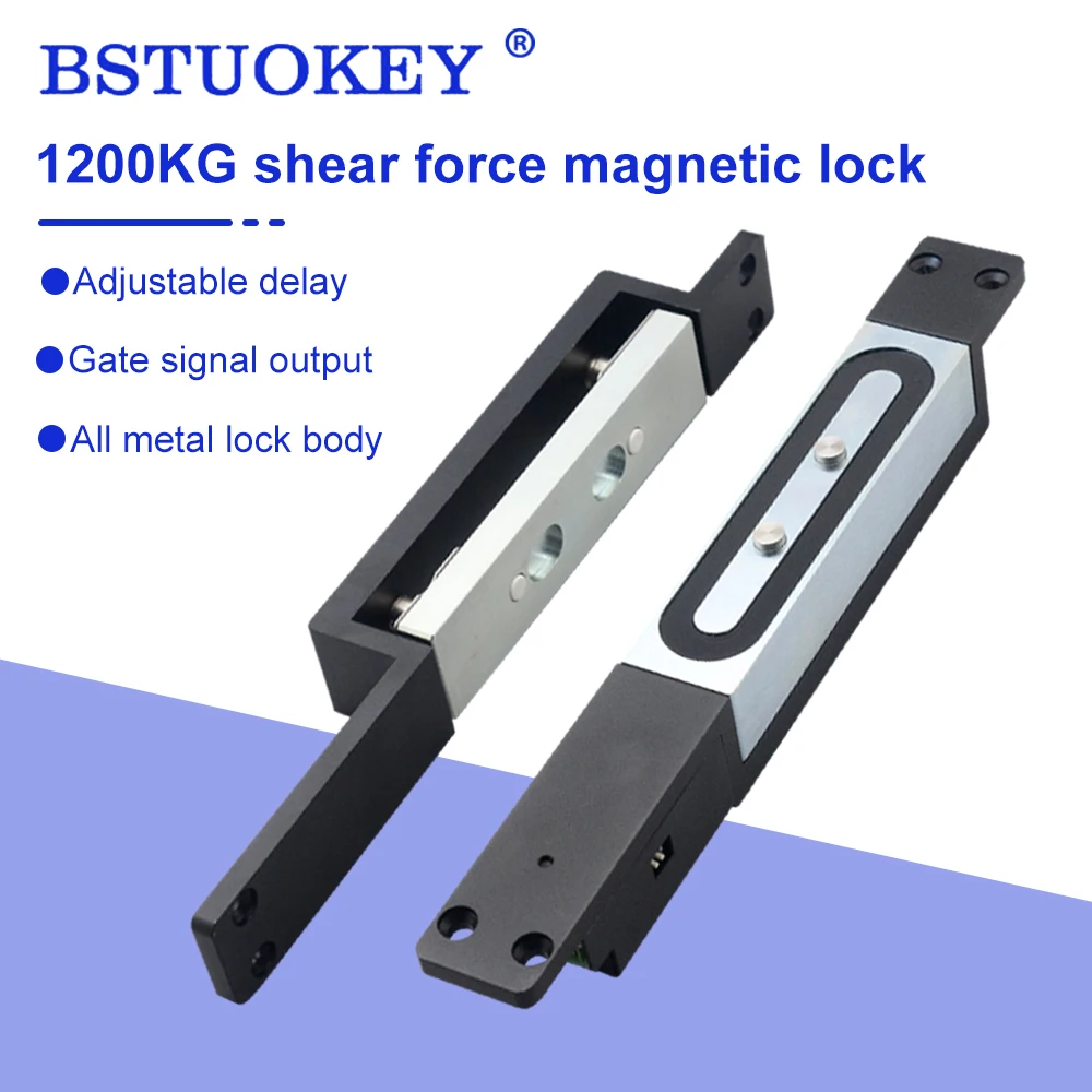 

12/24V Magnetic Shear Lock 1200Kg Smart Electric Lock Door Access Control System NO NC COM Door Contact Signal Output Time Delay