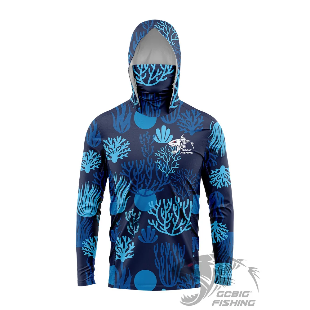 

Ocean GG Sea Fishing Fishing Hoodie Men Long Sleeve Anti-Uv Sun Protection Hoodies Face Mask Apparel Hunting Jungle T-shirts