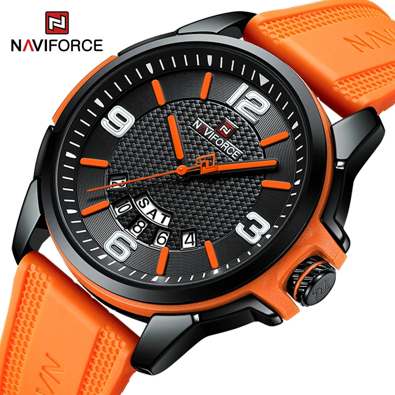 NAVIFORCE Creative TPU Strap Male Wristwatch Fashion Sport  30m Water Resistant Quartz Calendar Display Men Watches Reloj Hombre