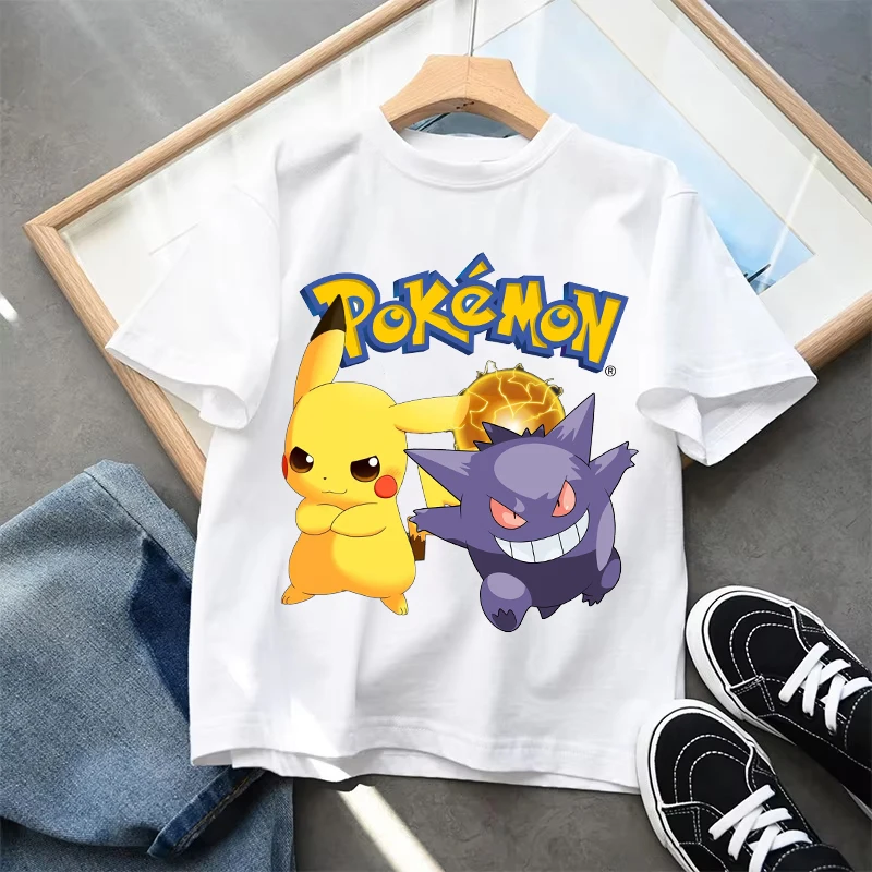 Pikuchu Pokemon T-shirt per bambini Anime Cartoon Camicia a maniche corte Ragazzi Ragazze Estate Moda Kawaii Abbigliamento Abbigliamento per bambini