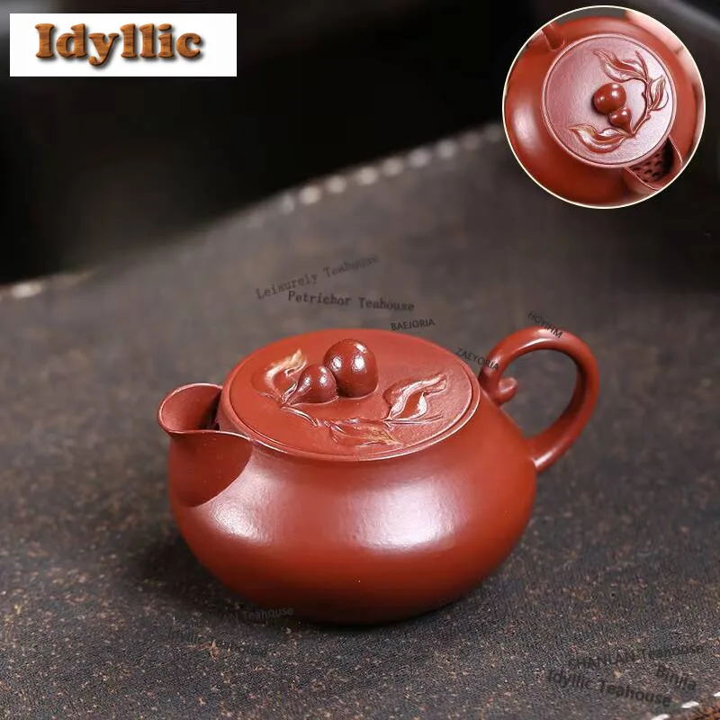 130ml Luxury Yixing Purple Clay Teapots Handmade gourd Pot Raw Ore Dahongpao Mud Tea Maker Kettle with Infuser Zisha Tea Set