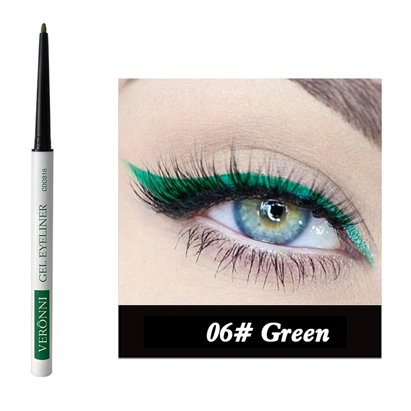 Veronni 6 cores fosco delineador gel lápis fácil de usar colorido branco vermelho preto olho forro caneta creme maquiagem cosméticos