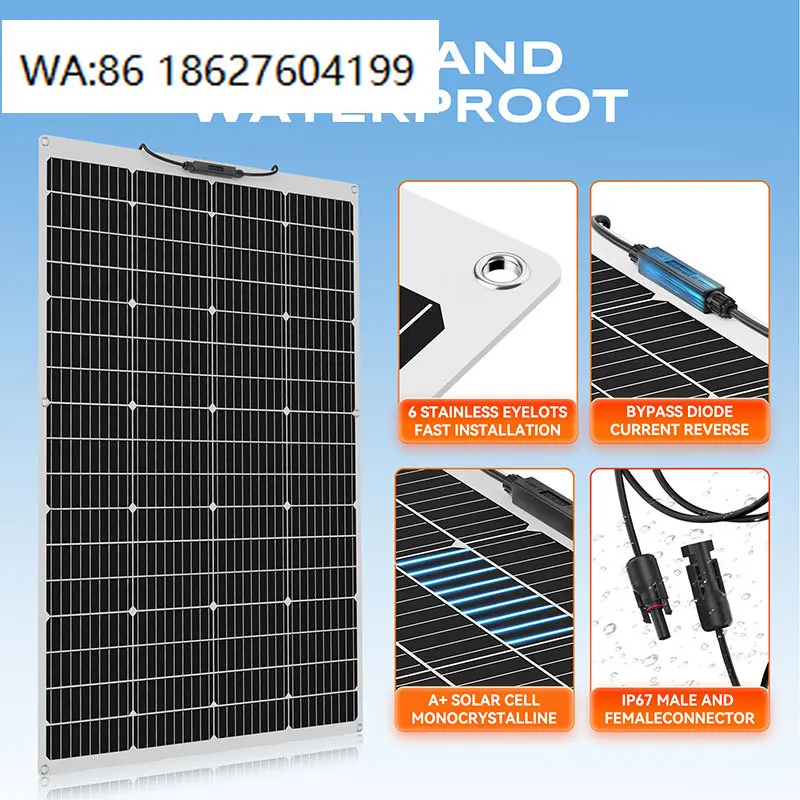 50W-180W A-grade Mono Solar Cell Panel, Thin Film Waterproof Module for Boat Yacht Outdoor Power Supply