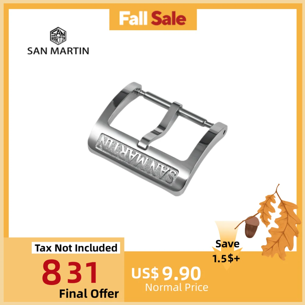 

San Martin 18mm Watch Clasp Polished 316L Stainless Steel Logo Strap Pin Buckle Brushed Hebilla Correa Reloj Fibbia BK1820
