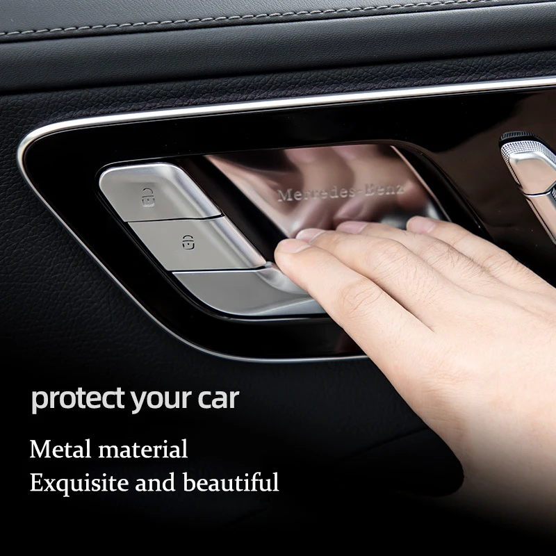 4 قطعة باب السيارة الداخلي السلطانية الفولاذ المقاوم للصدأ غطاء للحماية ملصقات لمرسيدس بنز AMG GLC EQE GLA GLB W210 W124 W126 W204 GLS
