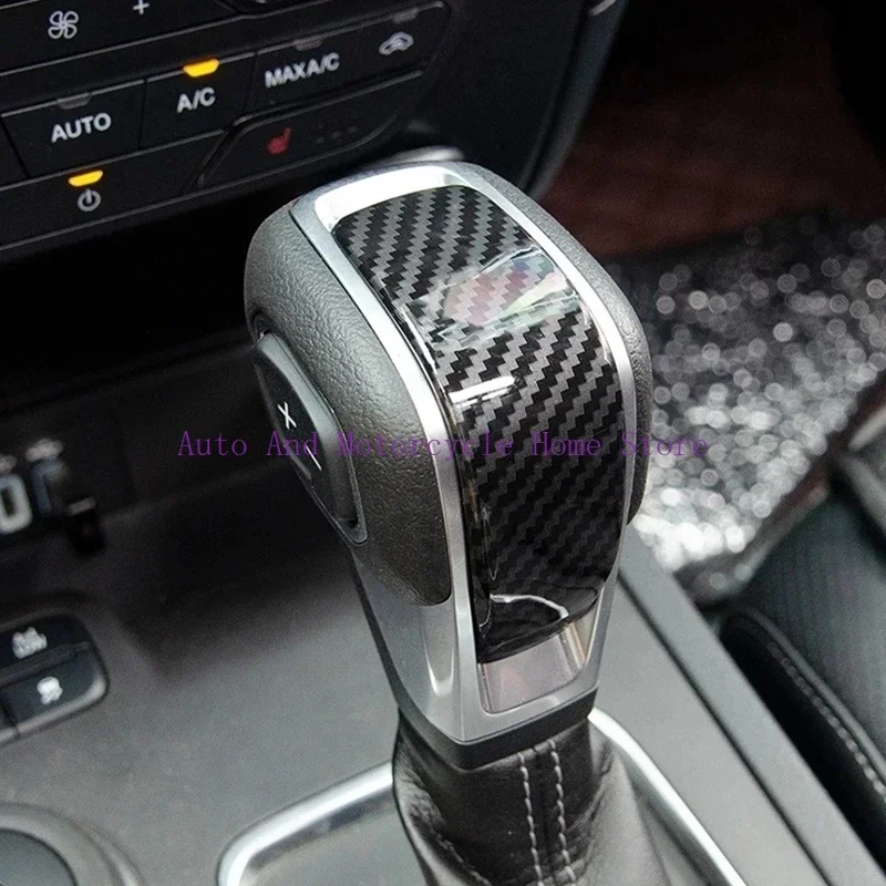 

For Carbon Fiber Stainless Steel Gear Shift Knob Decorator Cover Trim for Ford Ranger Everest Endeavor 2015+ Car Accessories