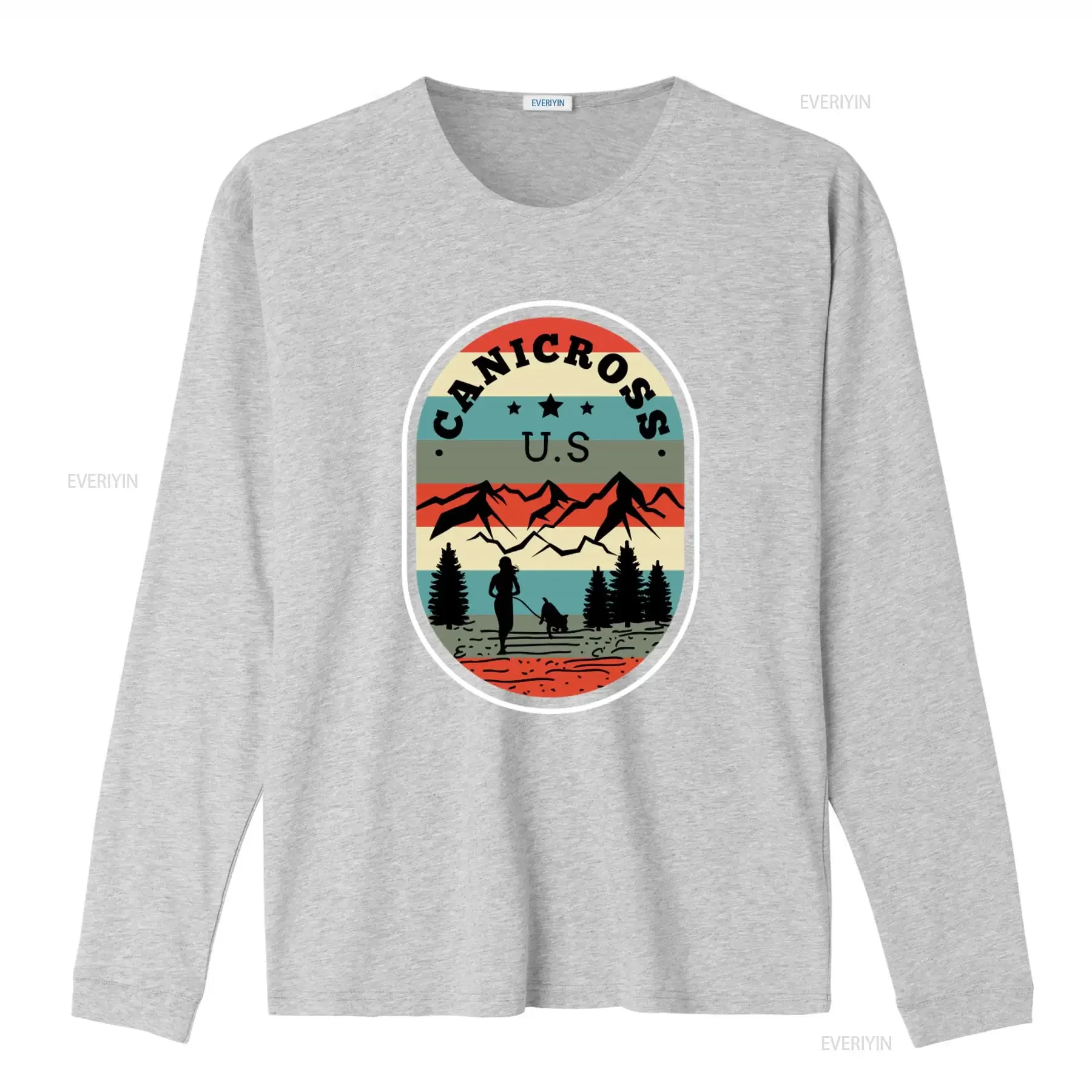 U S Canicross Trail Running Dog Lover T Shirt Outdoor Adventure Design vintage Washed Top For Everyday Wear Stretched graphic - view 4