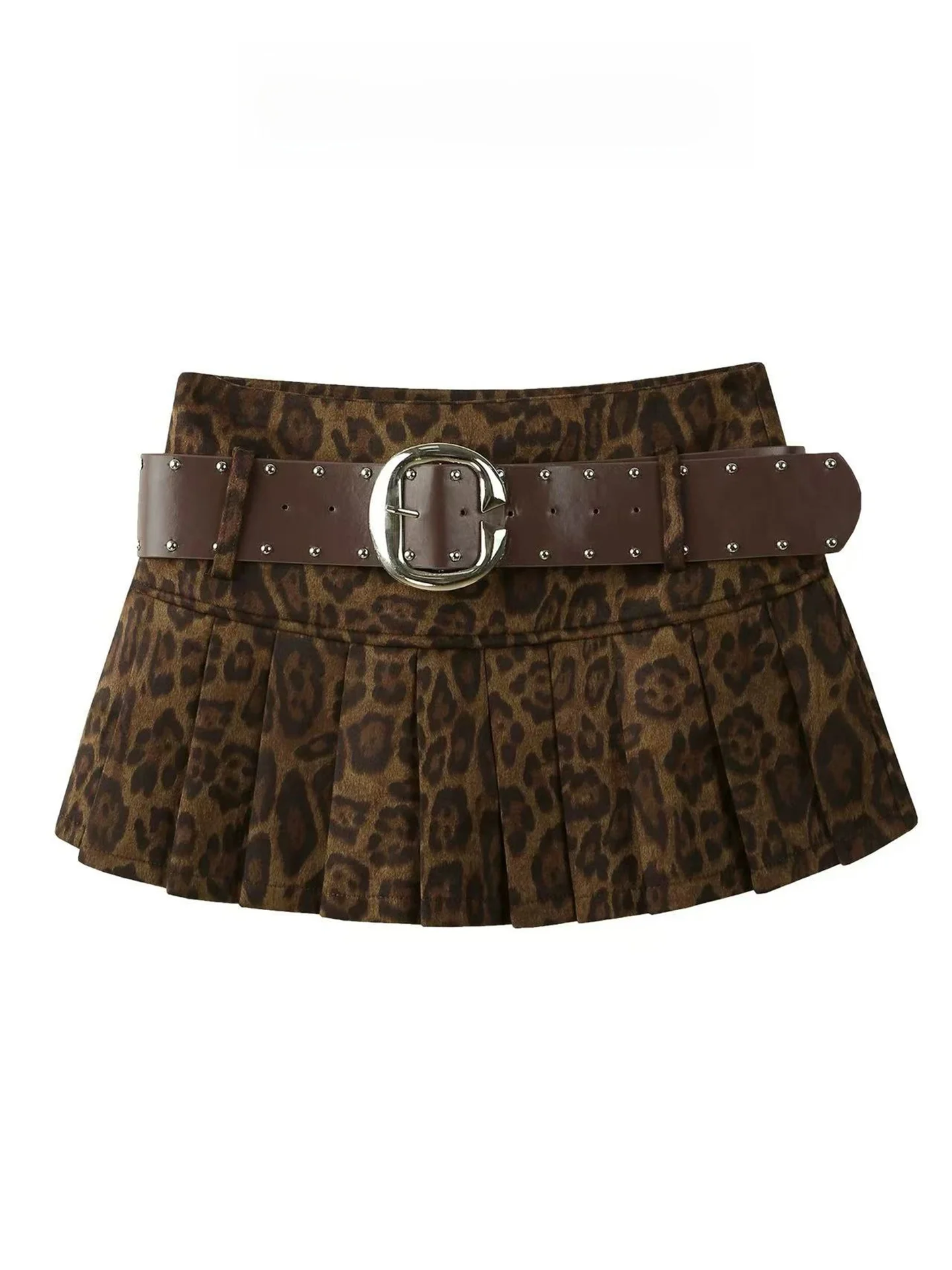 

Retro Leopard Print Skirt Women's Slim Fit A-Line Pleated High Waist Spring 2026 Casual High Waist Skirts