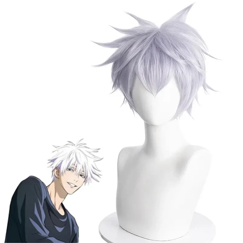 Anime Jujutsu Kaisen Gojo Satoru Cosplay Costume Glasses High School Uniform Wig Glass Suit Costume Men Adult Anime Clothes