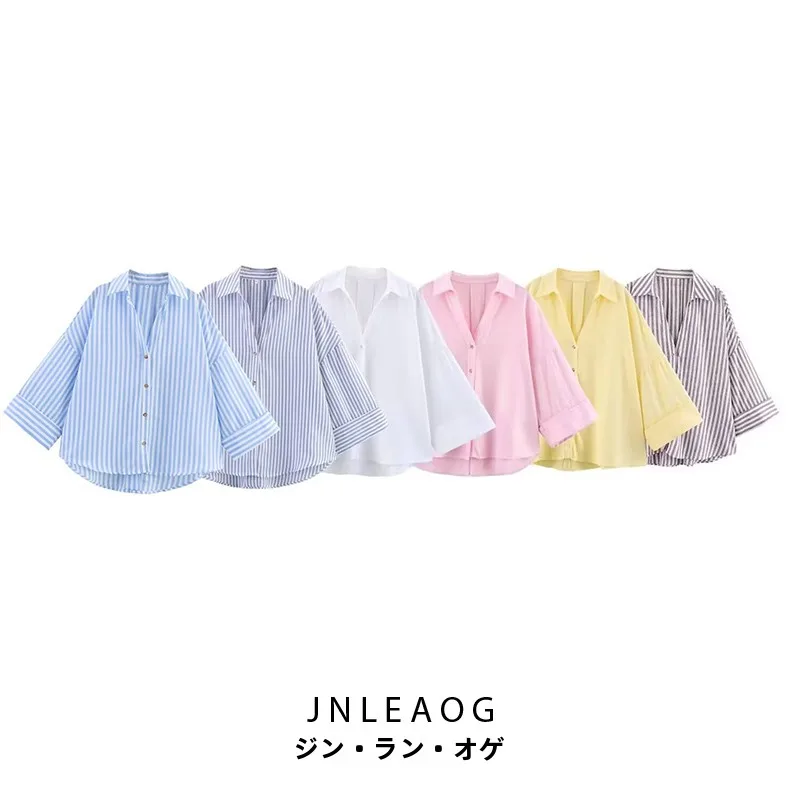 Jnleaog outono nova blusa larga feminina sve fibra mista vento sle solto ajuste colarinho longo sve fino poliéster irt