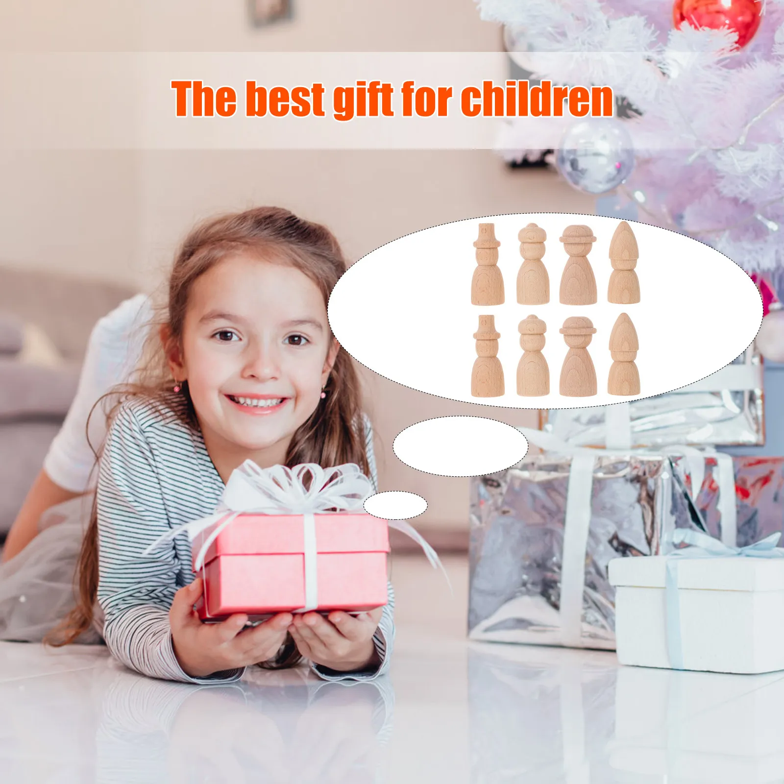 

8Pcs Wooden DIY Painting Kids Educational Craft Set Hand-Painted Unfinished Natural Wood for Imagination