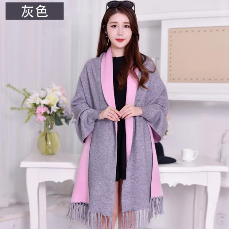 #4005 Batwing Sleeved Knitted Cape Coat Women Solid Color Casual Ponchos And Capes Female Loose Shawl Scarf For Women Cardigan