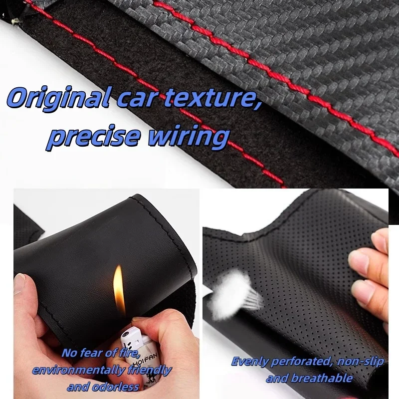 غطاء عجلة قيادة السيارة مخيط يدويًا من الجلد الطبيعي لجيلي بويو L 2022 2023 ملحقات السيارة الداخلية #4