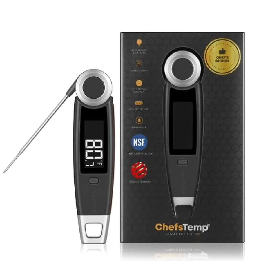 Finaltouch X10 Instant Read Digital Meat Thermometer NSF Certified Waterproof Professional for Cooking Grilling BBQ Baking Cand
