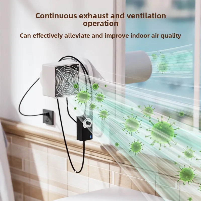 Household Wall Mounted No Drilling Fresh Air Machine Adjustable Speed Air Purifier Ventilation Exhaust Fan