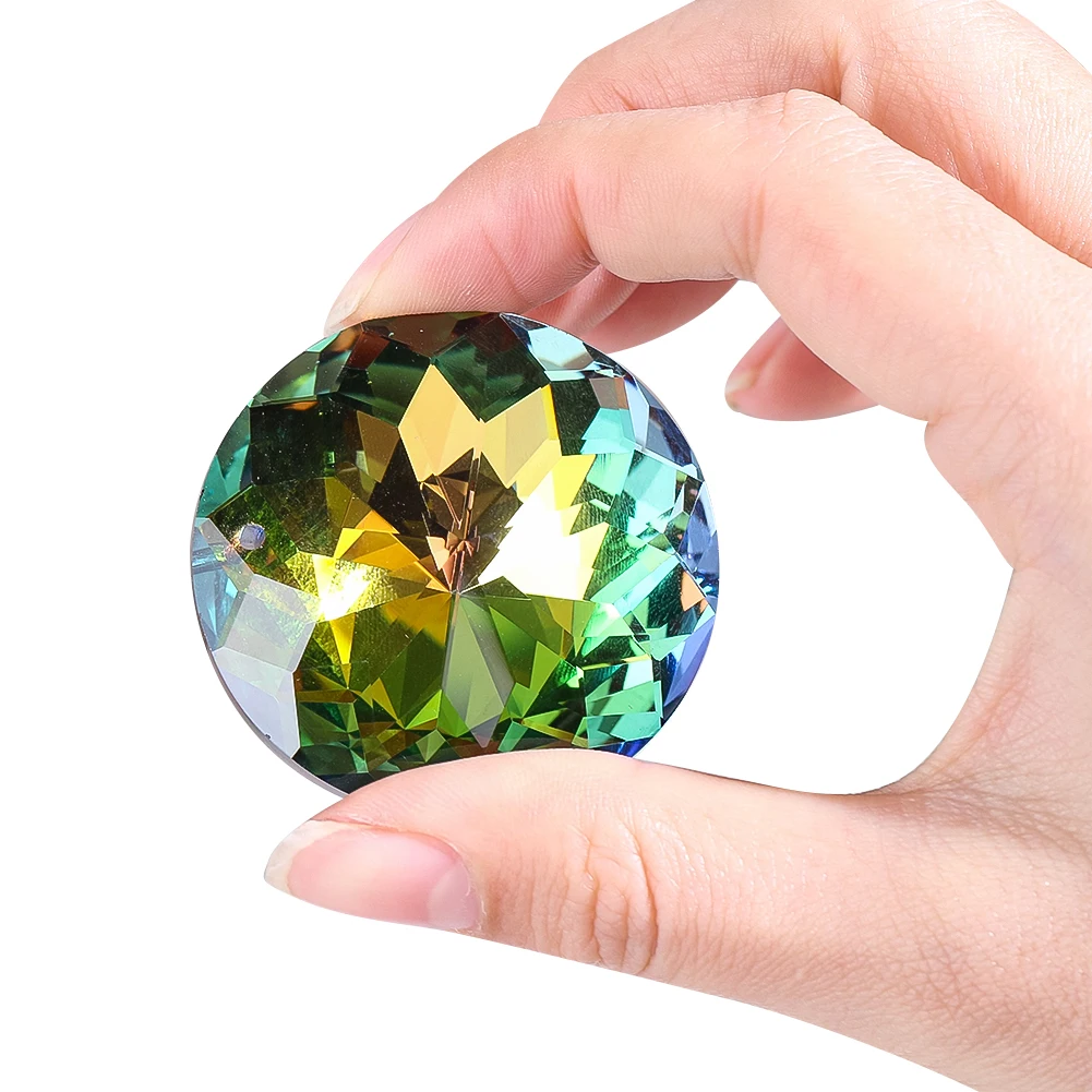 4.5cm Circular Multi-faceted Bauhinia Crystals Prism Pendant Colourful Silver Sunlight Collector Garden Balcony Hanging Ornament