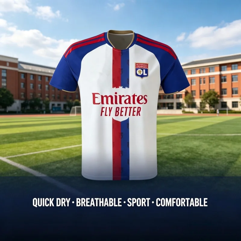 26-27 Olympique Lyon Heimtrikot 3D-Druck Fußballtrikot Sommer Herren Sport T-Shirt Atmungsaktiv Schnelltrocknend Y2K-Stil Eltern-Kind – Detail 1