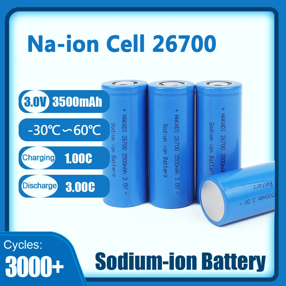 Na-ion 3V 3500mAh Battery SIB Sodium Ion Cells 26700 Deep Cycles Laser Pointer Flashlight