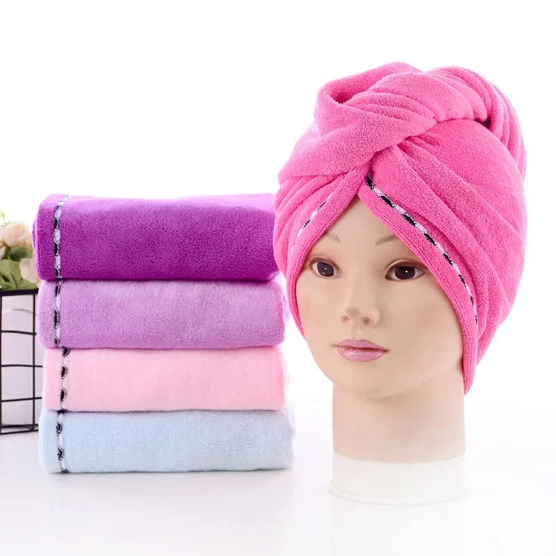 Microfiber Hair Towel Dry Hair Cap Absorbent Hair Towel Wrap Thicken Quick Dry Hair Hat Cap Turban Head Wrap Bathing Tools