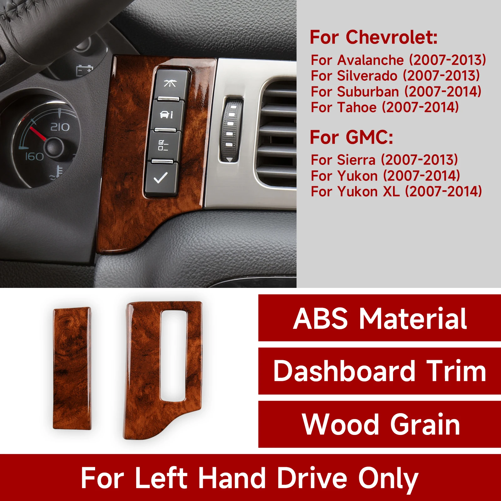 For Chevrolet Avalanche Silverado Suburban Tahoe GMC Sierra Yukon XL Accessories Car Dashboard Left Right Panel Interior Sticker