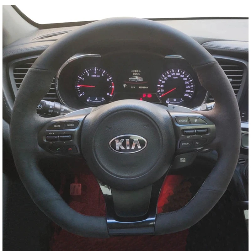 Car Steering Wheel Cover Braid Suede For Kia Sorento 2015-2018 Sedona 2015-2019 Steering-Wheel Cover Wrap Car Accessories