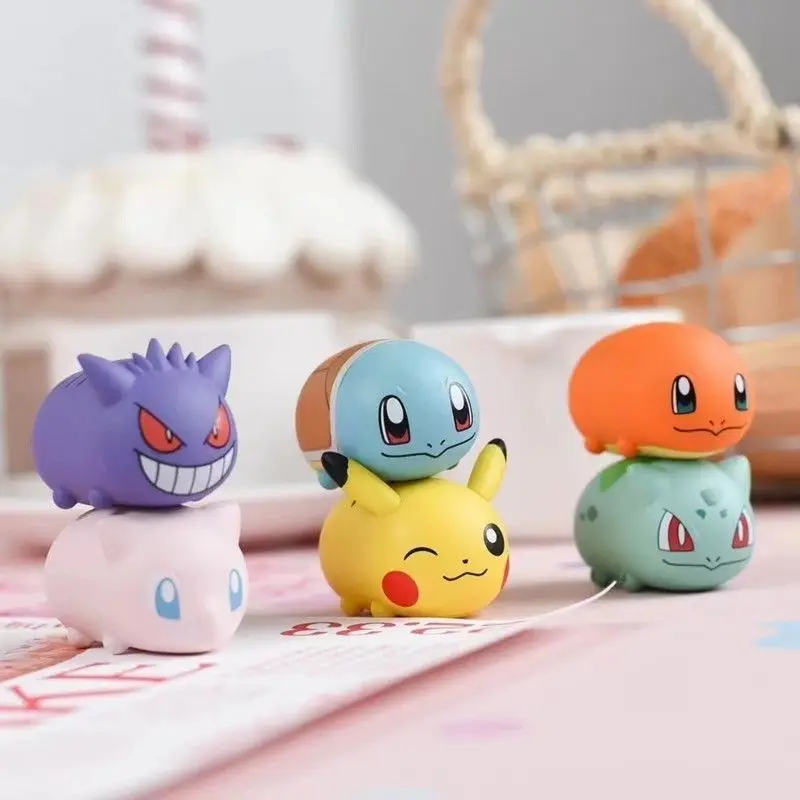 

HotSale Cute Pokemon Stackable Blind Box Figure Pikachu Squirtle Anime Figurine Desktop Ornament Collectible Birthday Gift Fans