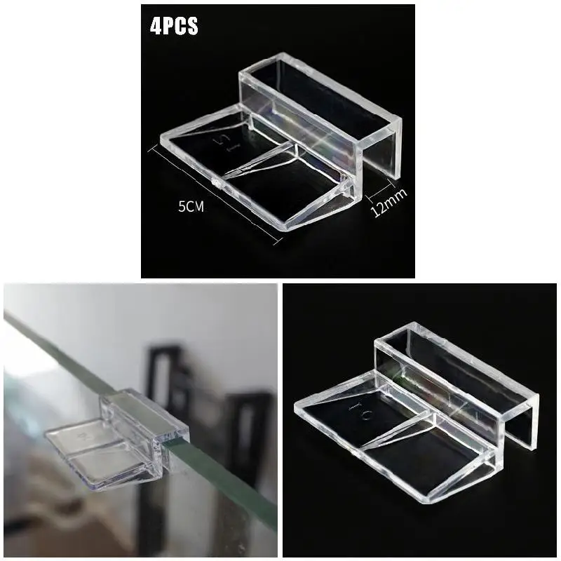 4Pcs 6/8/10/12mm Acrylic Aquarium Fish Tank Glass Fixed Cover Clip Clamp Bracket Holder Shelf Lamp Filter Barrel Rack