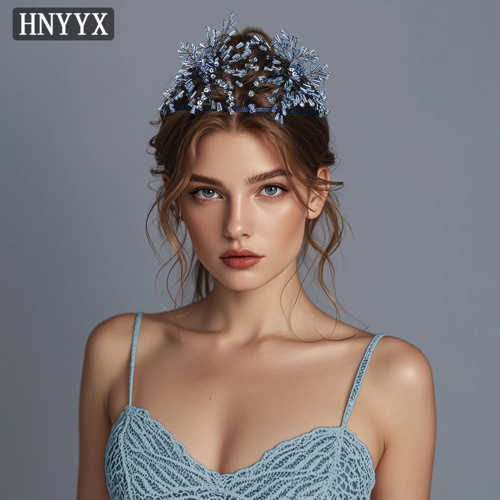 

YouLaPan Sparkling Bride Wedding Rhinestone Headband Hand Woven Snowflake Shaped Elegant Ladies Banquet Party Headpiece YXA112