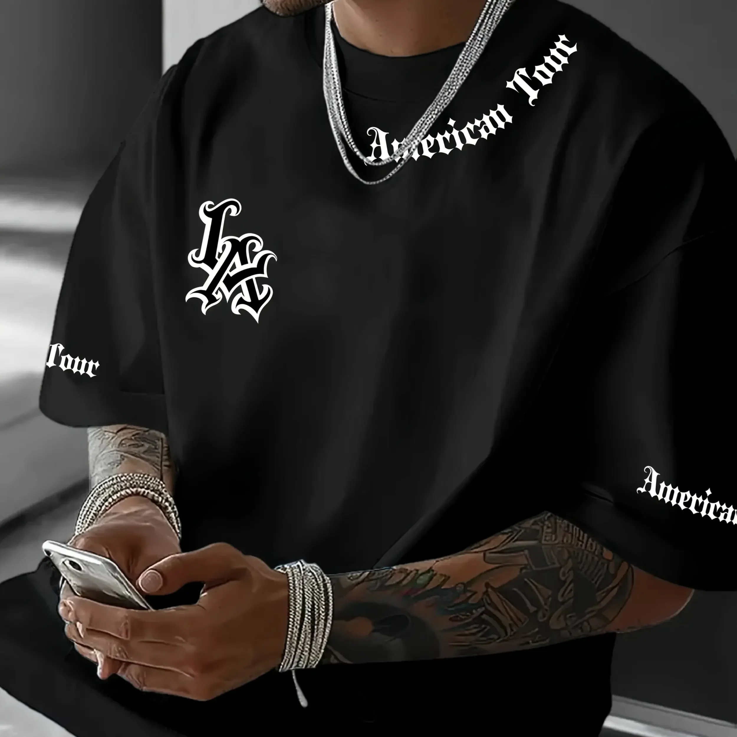 

New hot selling summer 3D LA letter printed pattern fashionable casual and comfortable short sleeved T-shirt outdoor sportswear