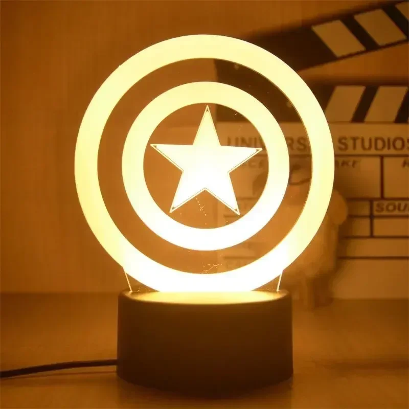 Anime Marvel SuperHeros Ironman Decoration Bedroom 3D Lamp Anime Figure Ambient Night Light Boy Man Christmas Gift LED Lamp