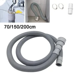 70/150/200cm Washing Machine Dishwasher Drain Waste Hose Extension Pipe Kit With Hose Clamps Set For Washer Dryers