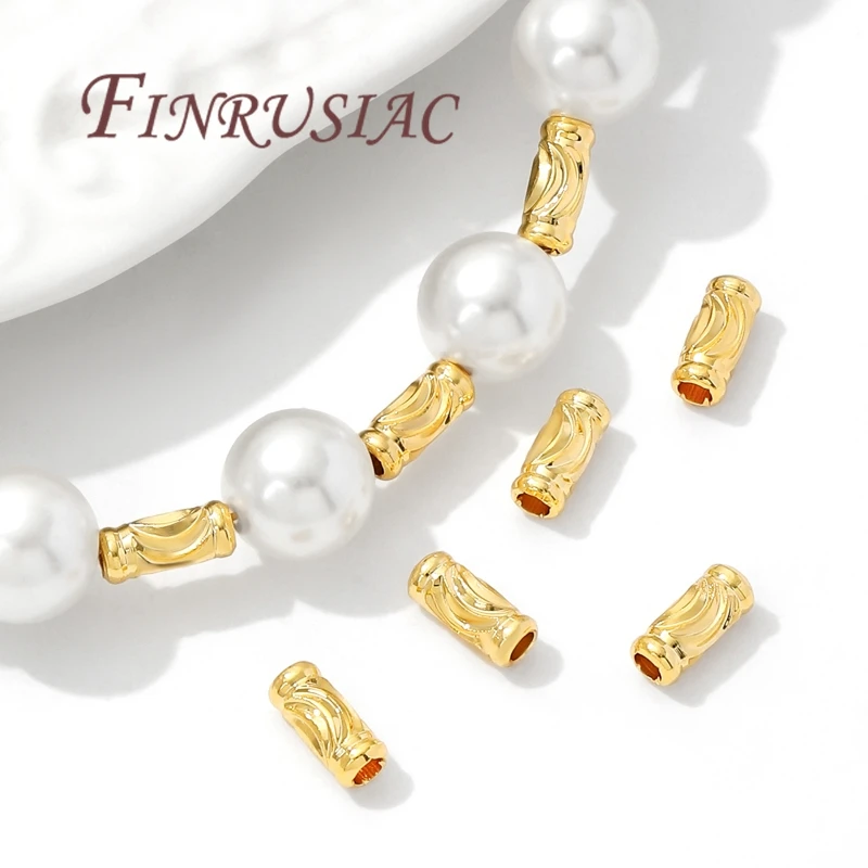 3 مللي متر * 7 مللي متر أنبوب الخرز خزر عازل 18K مطلية بالذهب فواصل للخرز ، DIY بها بنفسك مستلزمات صناعة المجوهرات ، قلادة/أساور اكسسوارات