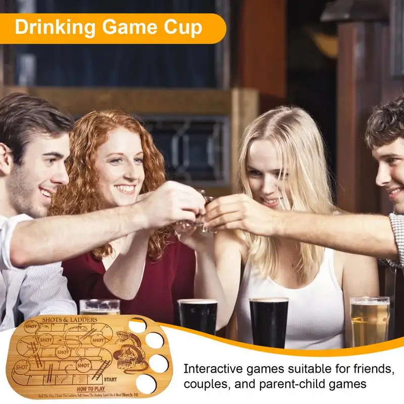 Shot Wijn Cup Spel Houten Wijn Bordspel Basis Met Drinkbekers Vliegende Schaaktafel Drinkbar Spel Set Interactieve Tafel