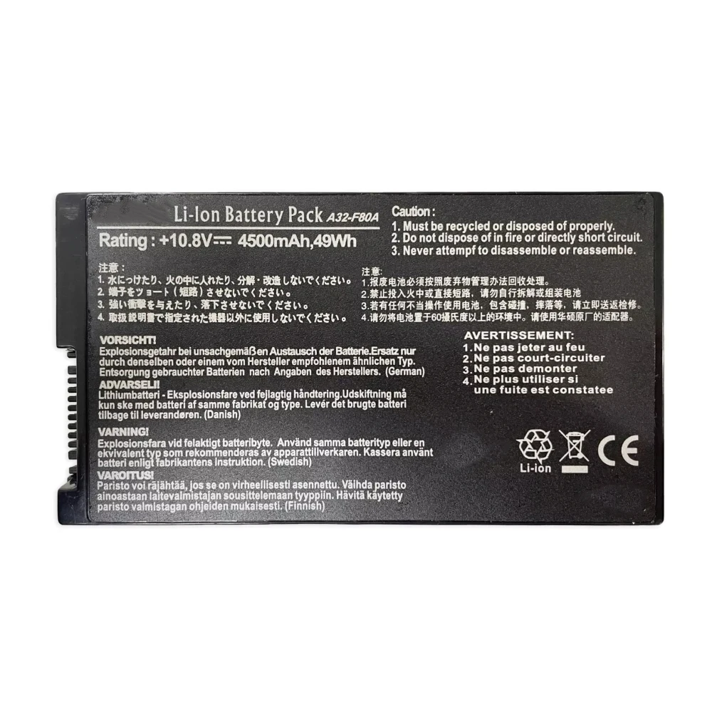 A32-F80 10.8V 49Wh 4500mAh Laptop Battery For ASUS A32-F80A F80H F80M X82S X85S X88SE F81S series