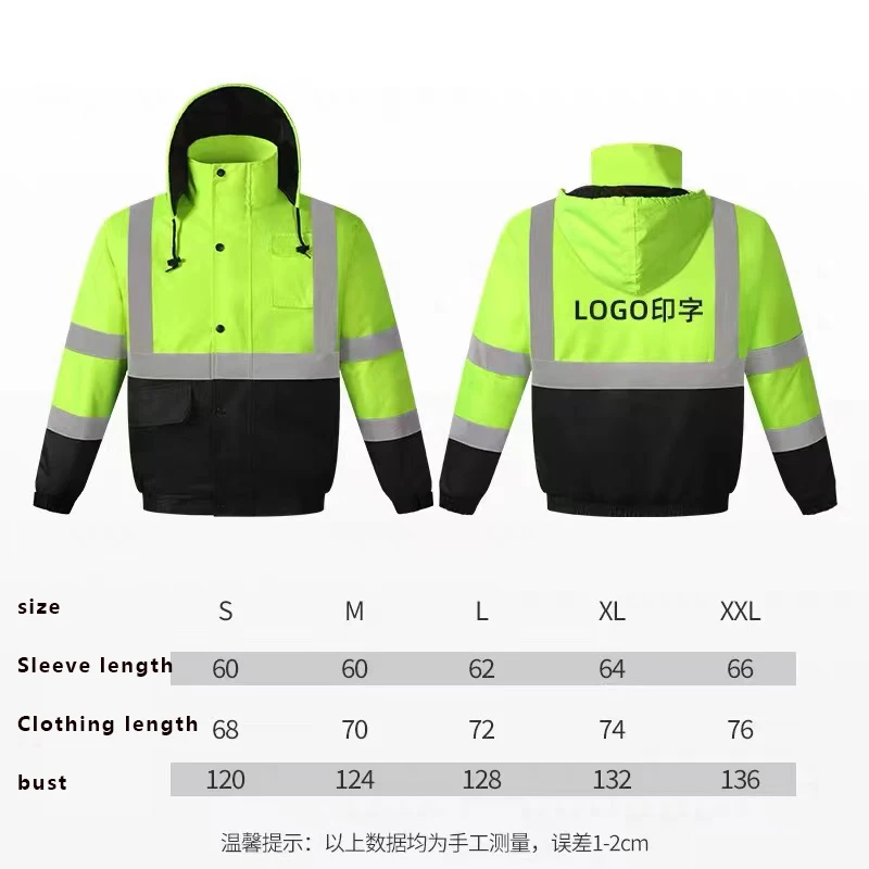 Ropa reflectante de algodón de alta visibilidad para invierno, chaleco reflectante de seguridad para tráfico en carretera, ropa de ciclismo reflectante para motocicleta