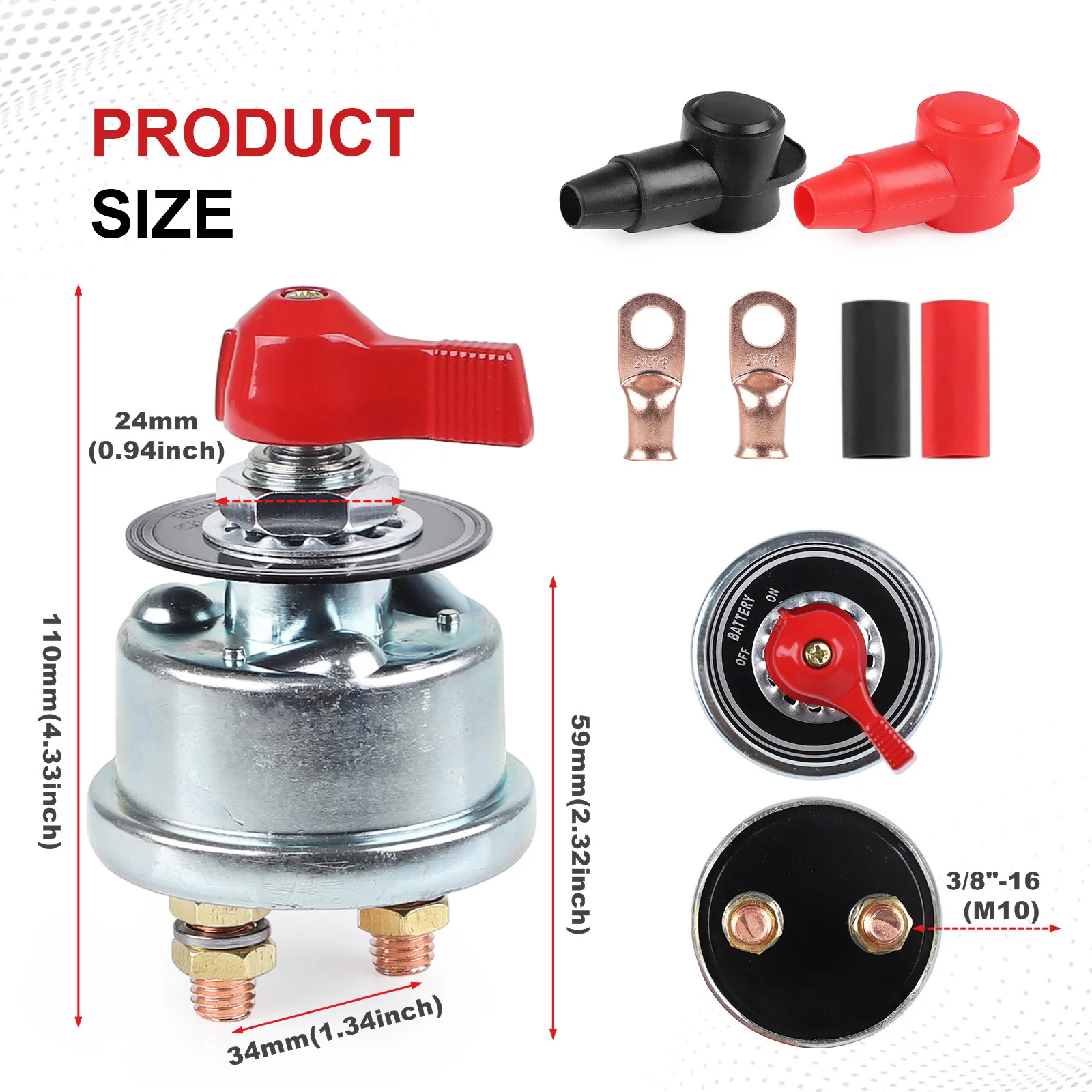 

300A 12-48V For DC Auto Truck Vehicle Master Power Switch ON OFF Battery Switch Isolator Disconnect Cut Off Kill Main Switch