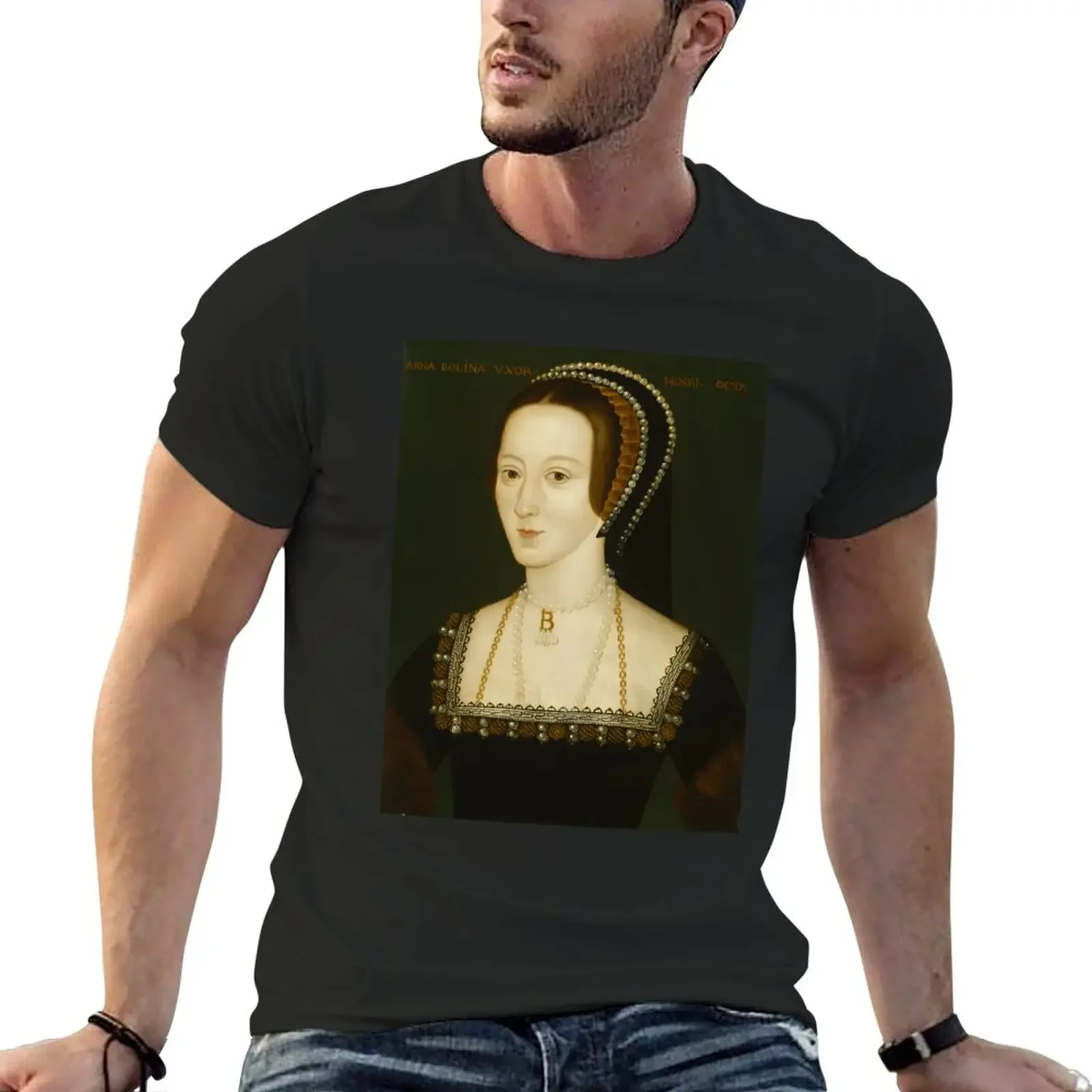 Anne Boleyn portrait \t\t T-Shirt blue archive designer shirts oversizeds cheap stuff mens t shirts pack