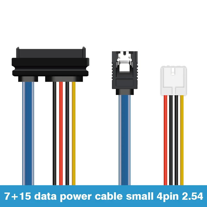 Cable SATA 3,0 de 7 + 15 A 7 pines, Cable de alimentación de datos pequeño de 4 pines y 2,54mm para Mini disco duro de placa base Industrial de 20cm y 30cm