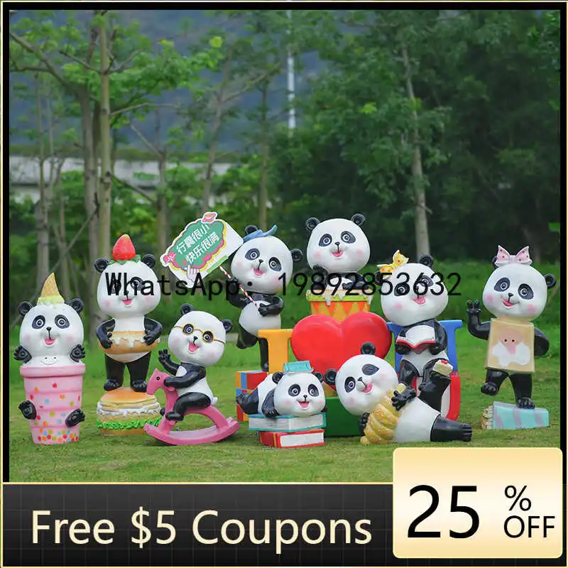 

Z4 Panda Figurine Fiberglass Sculpture Outdoor Garden Landscape Park Community Internet Celebrity Check-in Animal Decoration