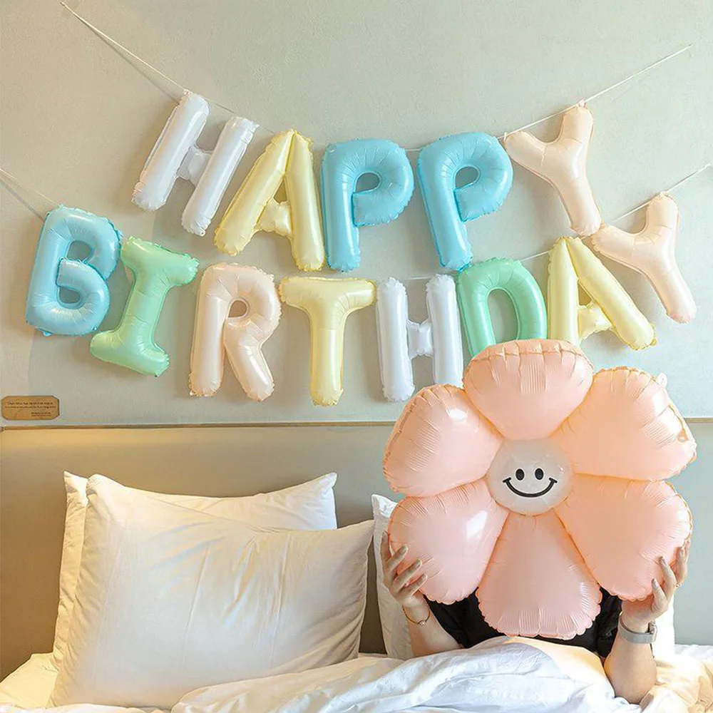 16 inch Macarone Colored Jelly Birthday Happy English Letter Set Birthday Party Decorations Aluminum Film Balloons