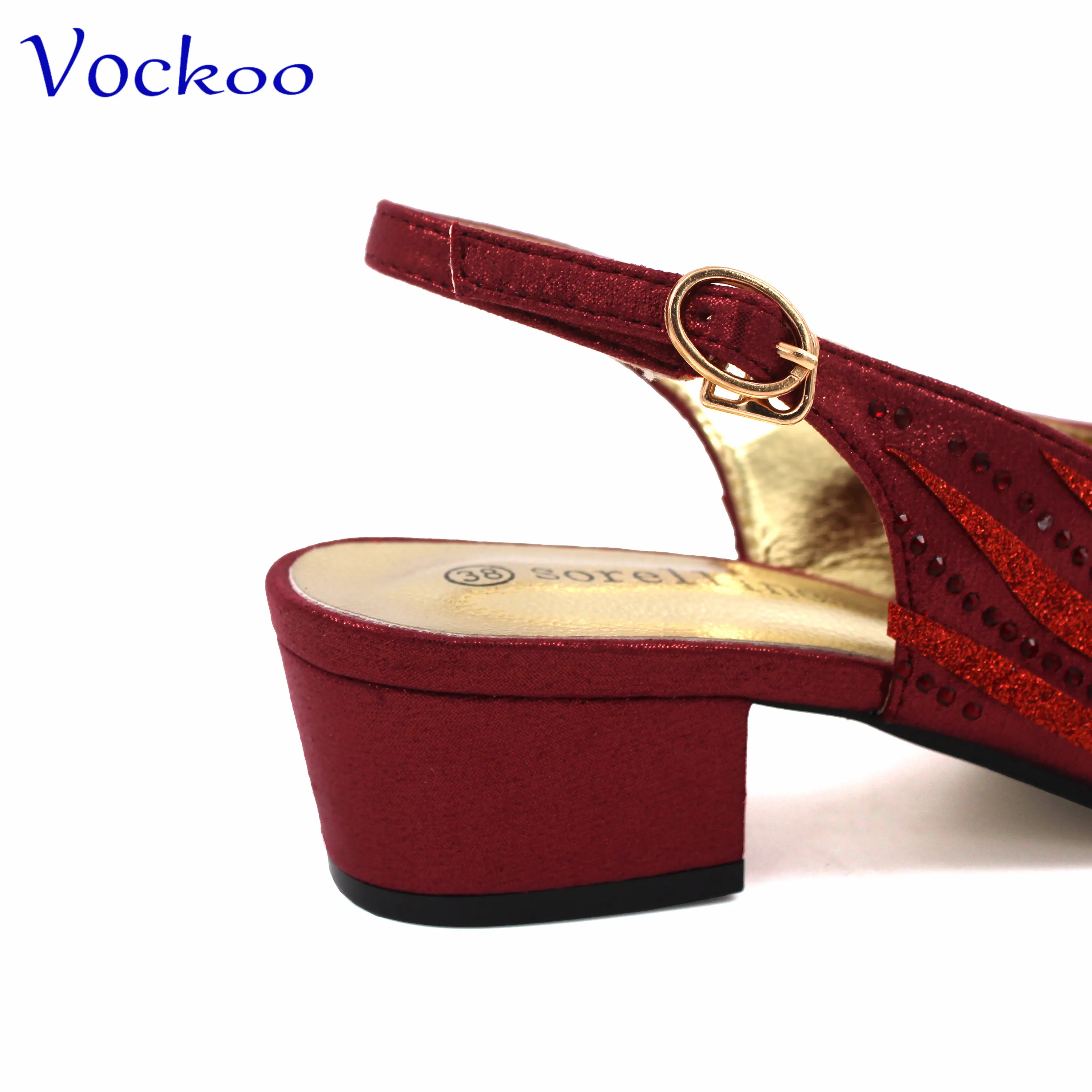 Senhoras vinho cor Slingbacks sapatos, Peep Toe Saltos baixos para casamento, Conjunto de saco correspondente para senhoras africanas, moda elegante, novo design