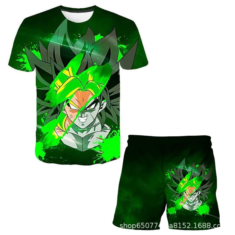 Dragon Ball Jungen-Pyjama-Set, Anime-Badeanzug, Cartoon-3D-Druck, Rollenspiel-Strandset für Kinder, Geschenk für Kinder