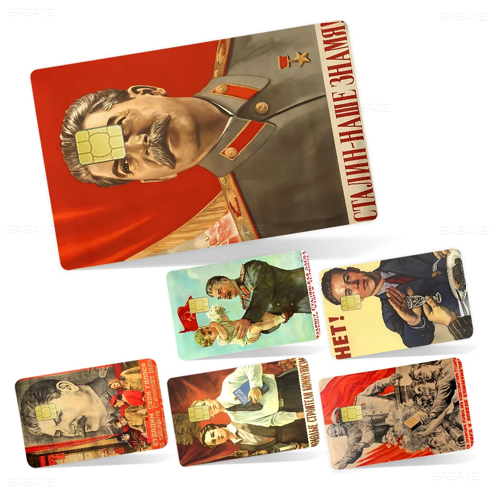 Return Red USSR CCCP Russian Stalin Film Skin Sticker Tape For Bank Credit Debit Card Personalized Credit Card Protection