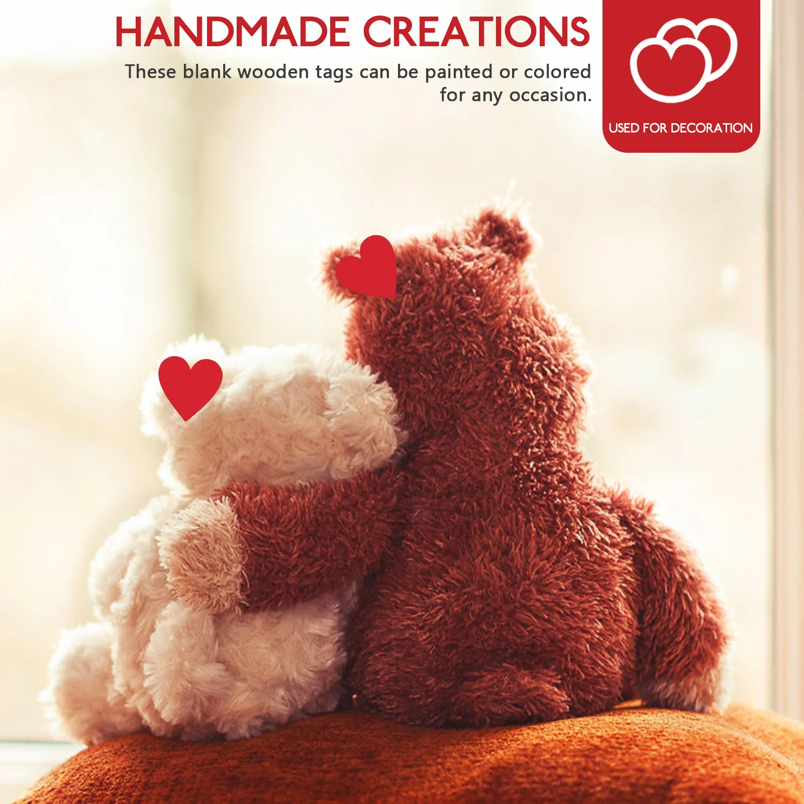 

100Pcs Wooden Hearts Blank Craft Tags DIY Wood Slices for Wedding Decor Handmade Wooden Embellishments Heart Shape Wood Chips