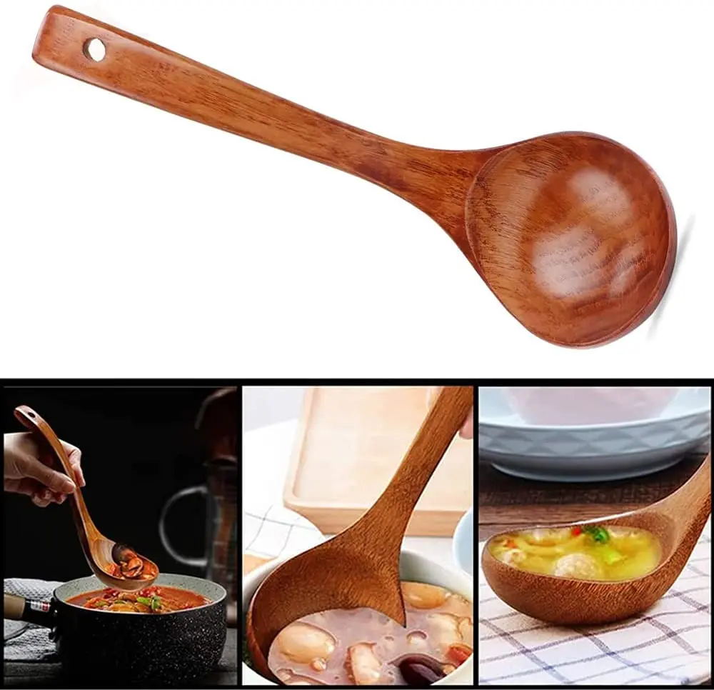 Wooden Serving Spoon Ladle Safe And Harmless Natural Wood Soup Ladle Kitchen Cooking Spoon Special Spoon For Soup And Porridge