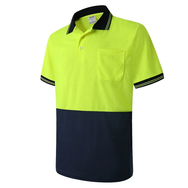 여름 대비 색 작업 폴로 티 셔츠 남성용 반팔 티셔츠 빠른 건조 투톤 작업복 티셔츠 탑 의류
