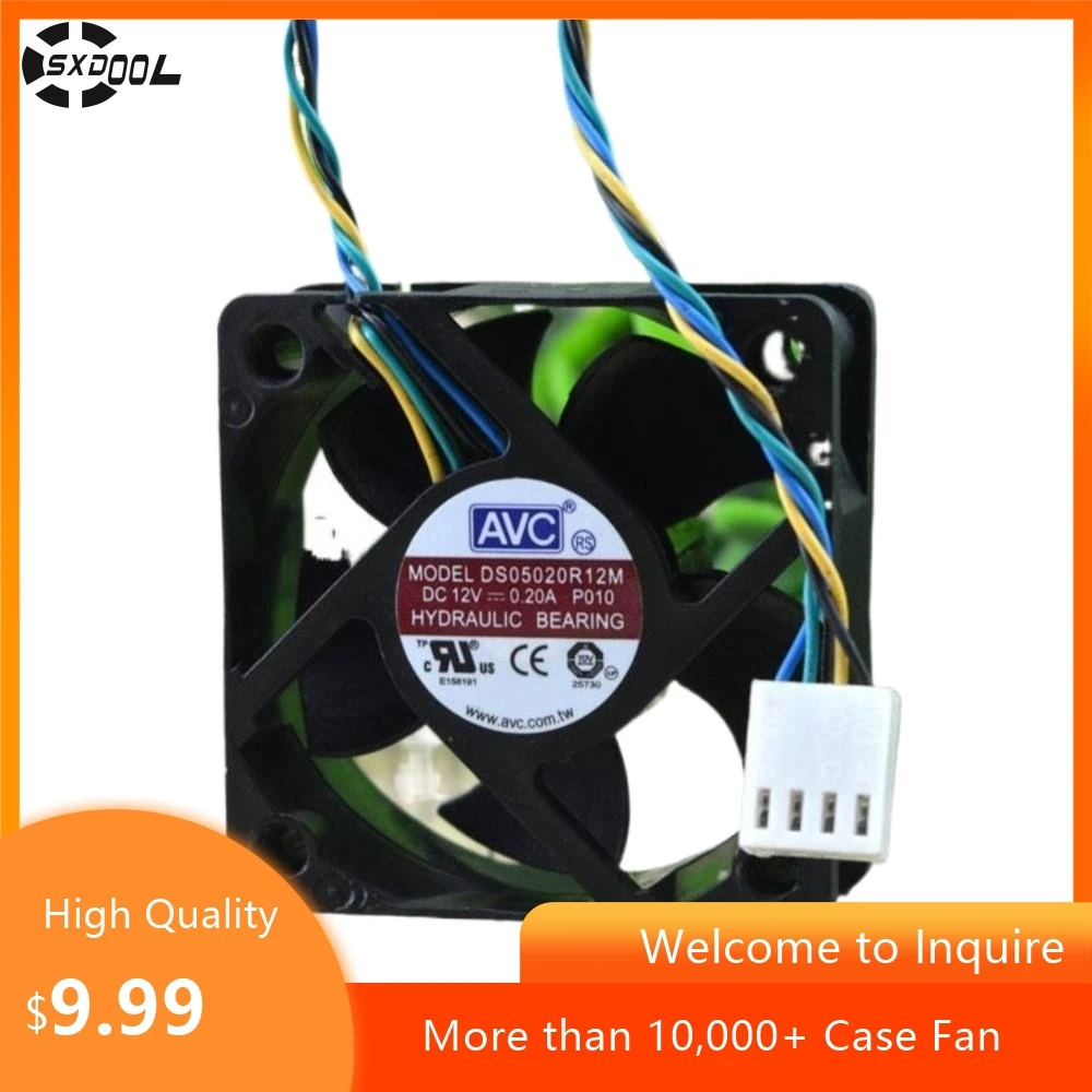 50mm Fan for AVC 5020 DS05020R12M P010 12V 0.20A Four-Wire Cooling Fan 50mm Axial Fan for Electronics, Servers